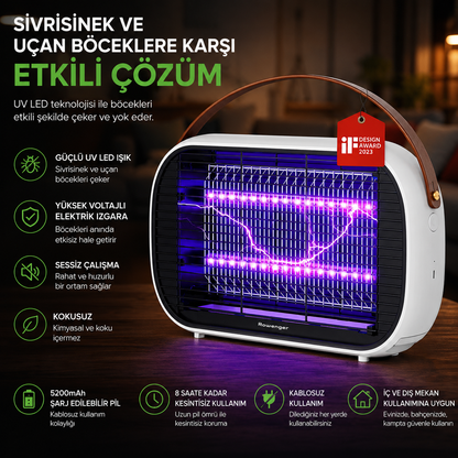 Akıllı UV-LED Sinek Öldürücü Lamba | Kablosuz ve Taşınabilir