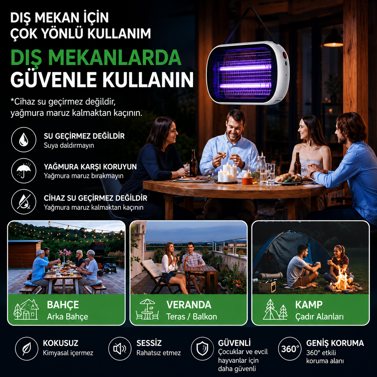 Akıllı UV-LED Sinek Öldürücü Lamba | Kablosuz ve Taşınabilir